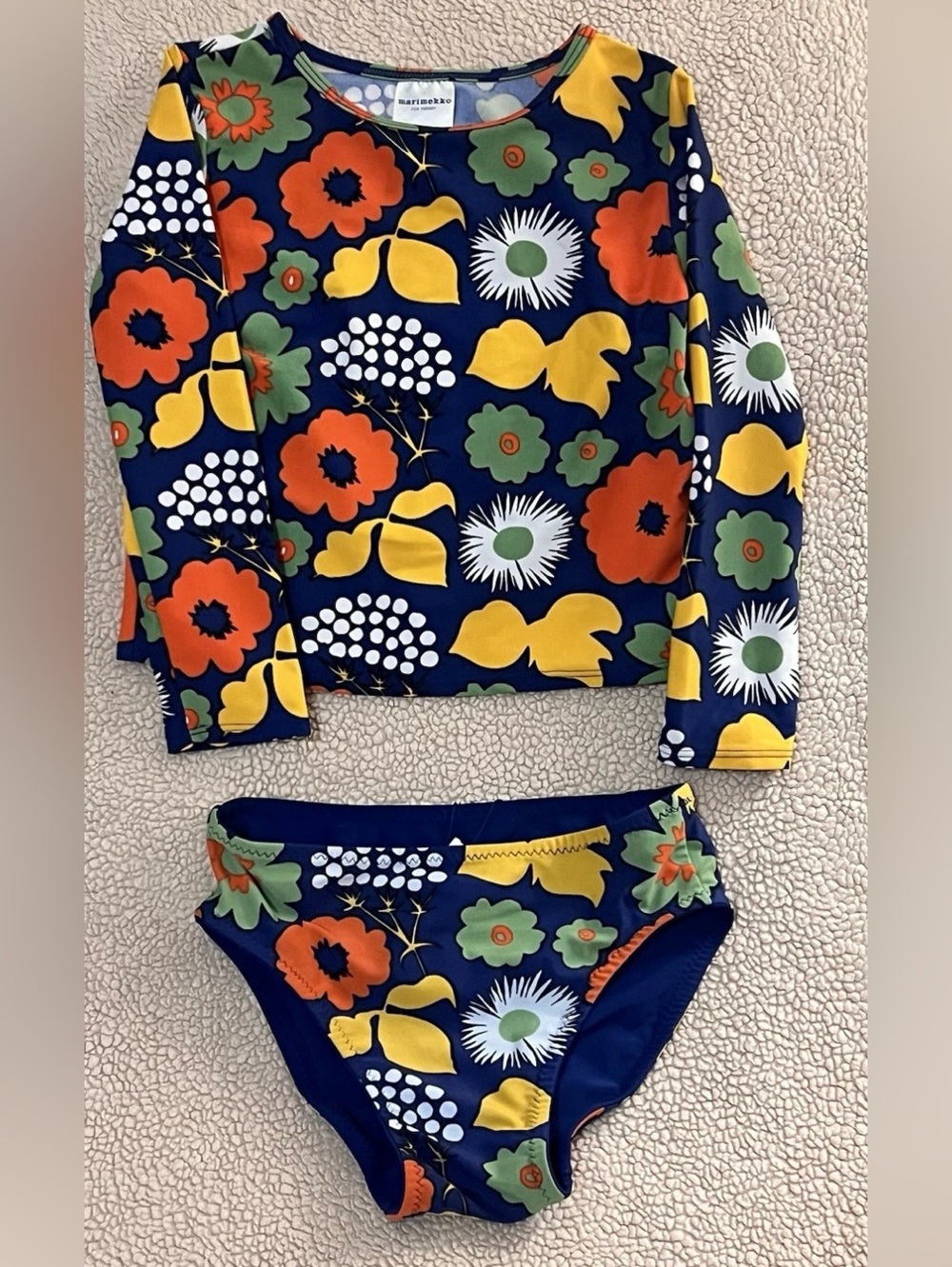 Marimekko FOR TARGET Girls 5T 2 Pc Swim Suit Kukkatori Floral Rash Guard NEW